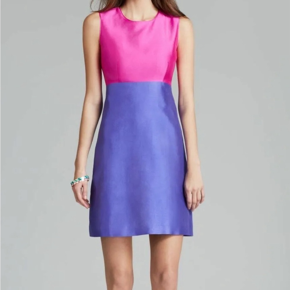 NWT Kate Spade Blakely Colorblock Pink Purple Silk Blend Dress 6 M **some spots